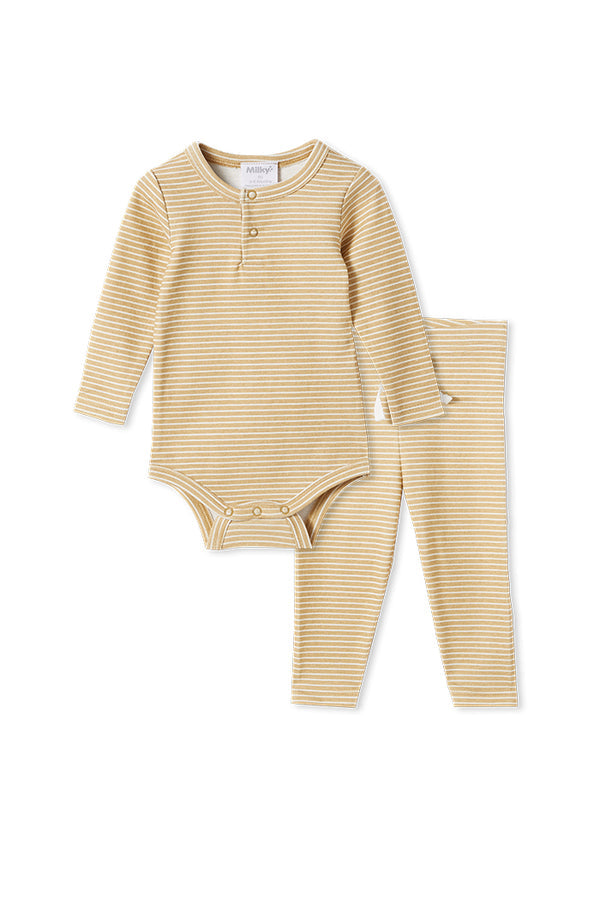 Rib Baby Pant - Sand Stripe