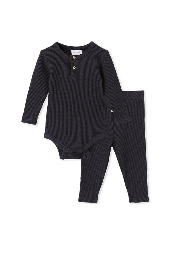 Waffle Baby Pant - Navy