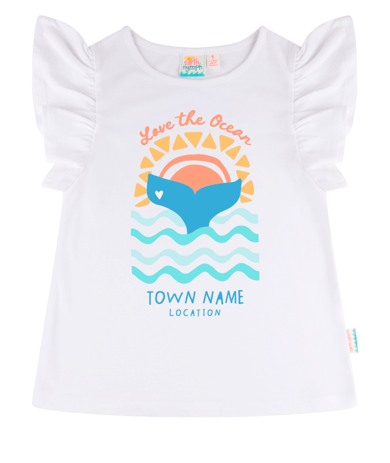 Girls Tee - Whale Tail - White