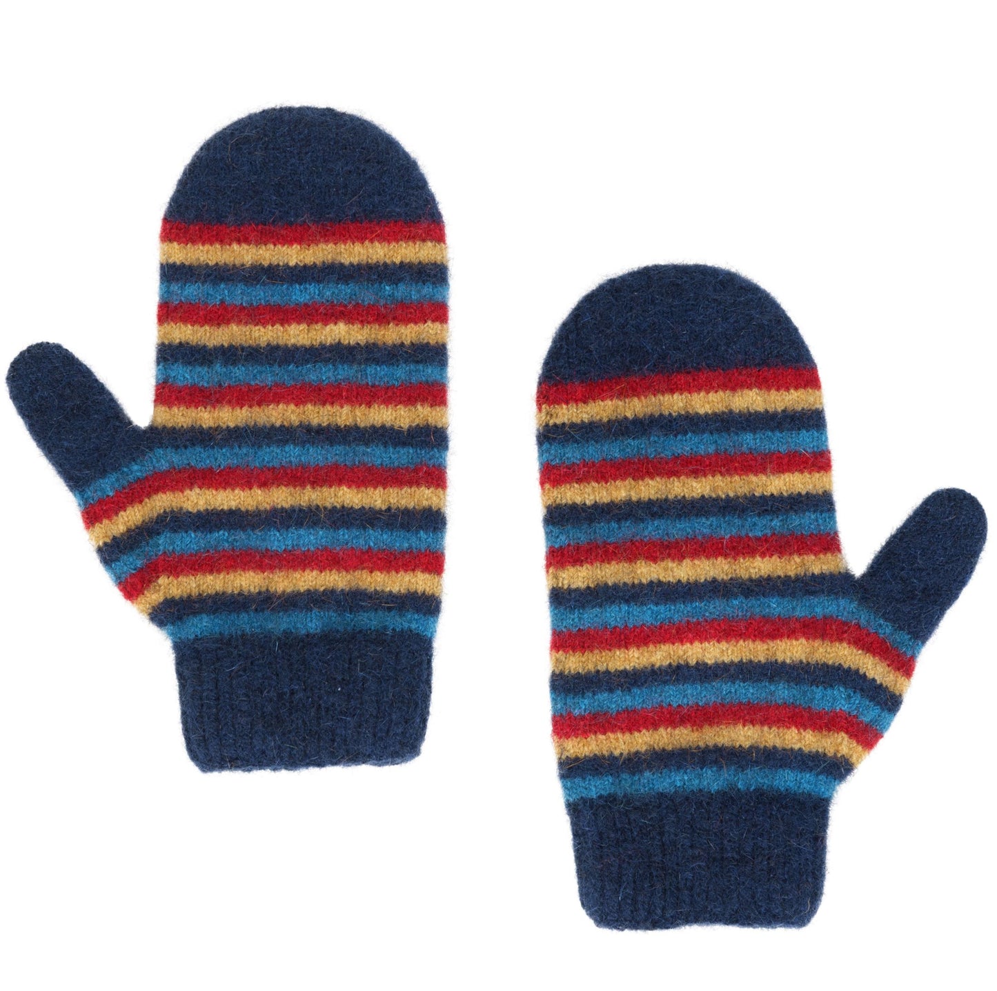 Striped Mittens - Possum Merino - Lily or Twilight