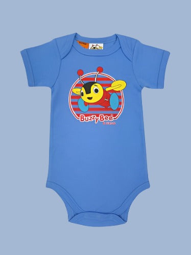 A cute little bodysuit in bright colours that little ones and parents will love. Featuring our favourite toy and made from soft cotton interlock. Sizes 000 - 1yr 100% Cotton 180gsm. Envelope neck. Domed leg opening. Buzzy Bee print on front chest.