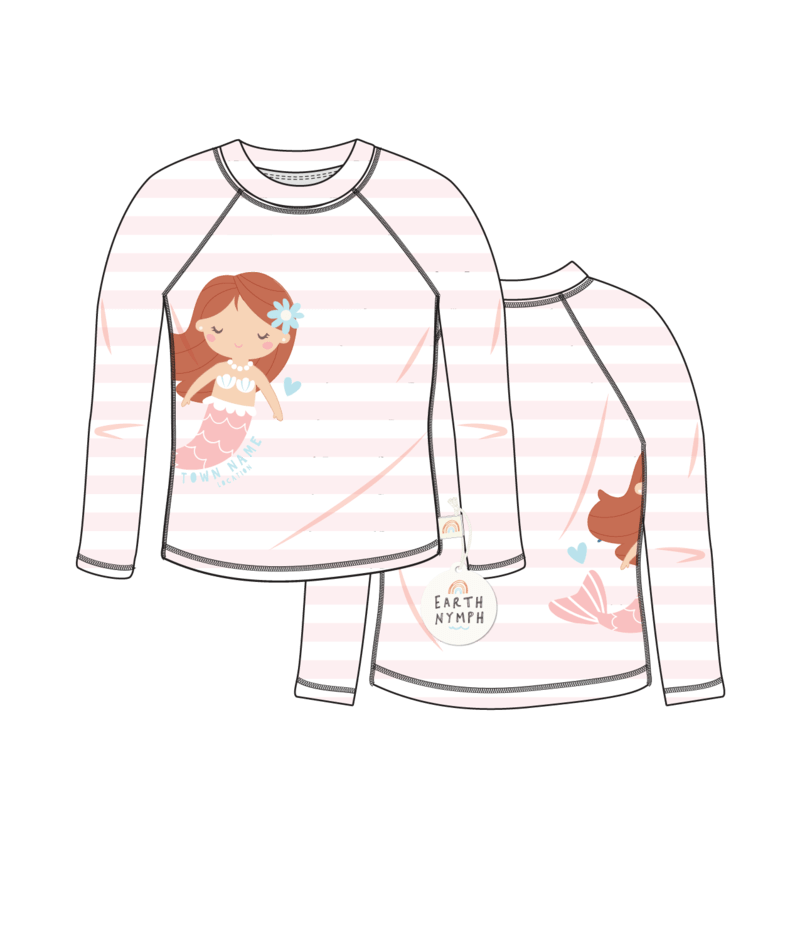 Baby Girls Wet Shirt - Seaside - Pink and White Stripes
