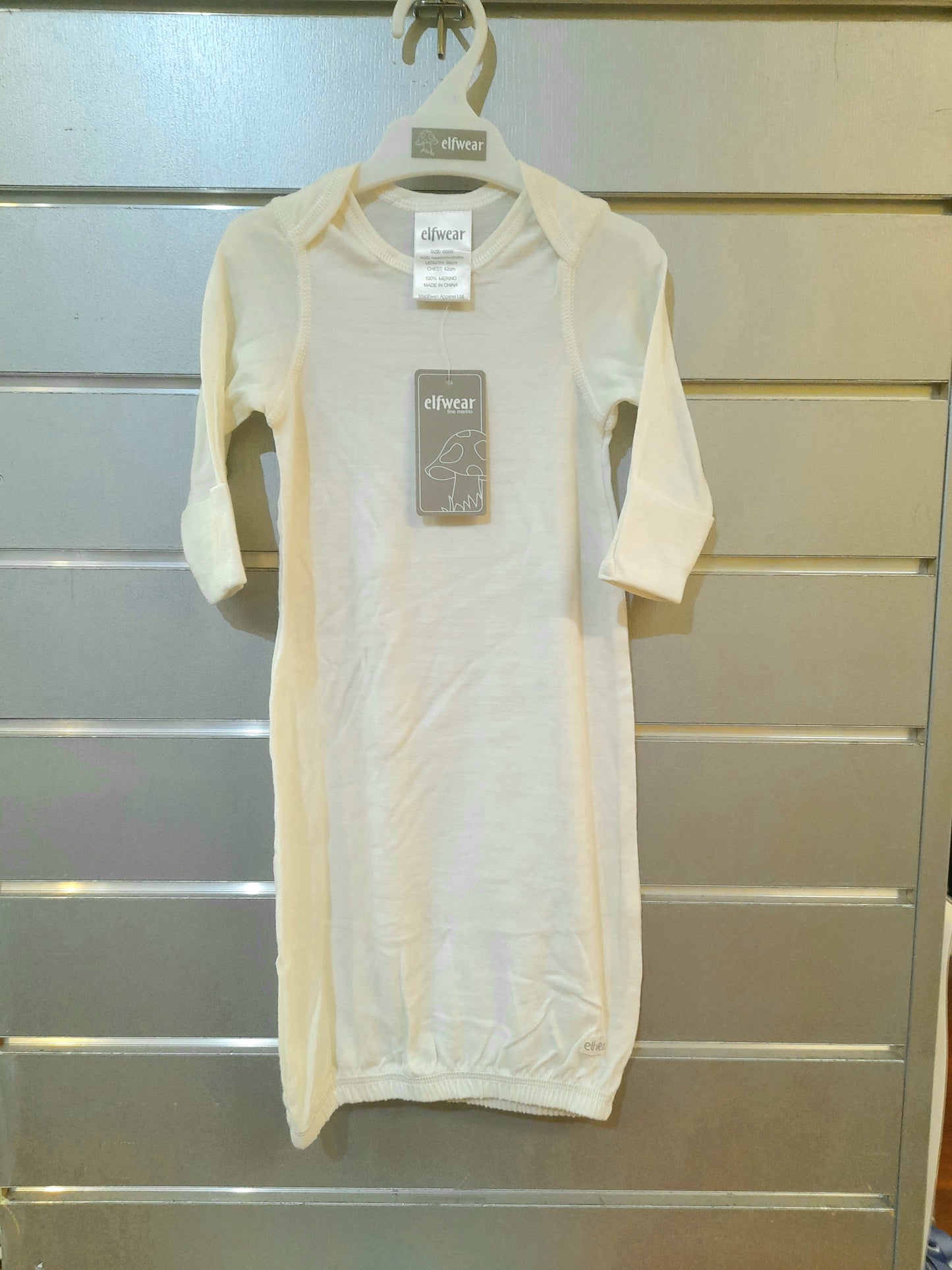 Merino Long Sleeved Baby Gown - Natural