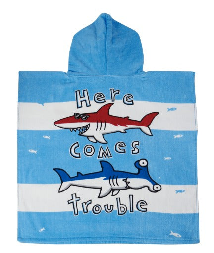 Boys Cape Towel - Here Comes Trouble - Blue