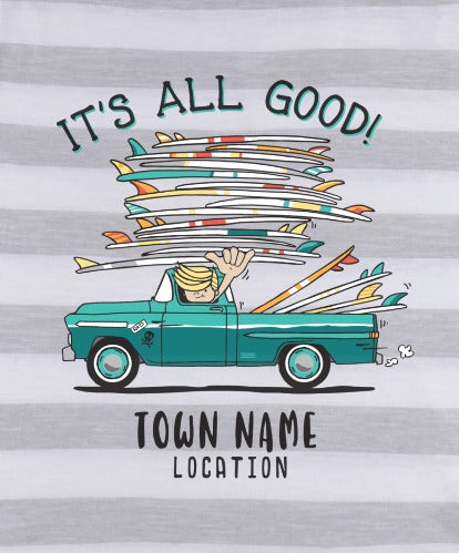 Boys Tee - It's All Good! - White and Grey Stripe