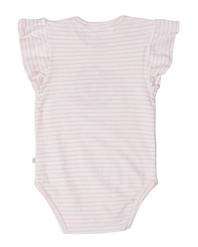 Baby Girls Romper - Sea Shells Turtle - Pink/White Stripe
