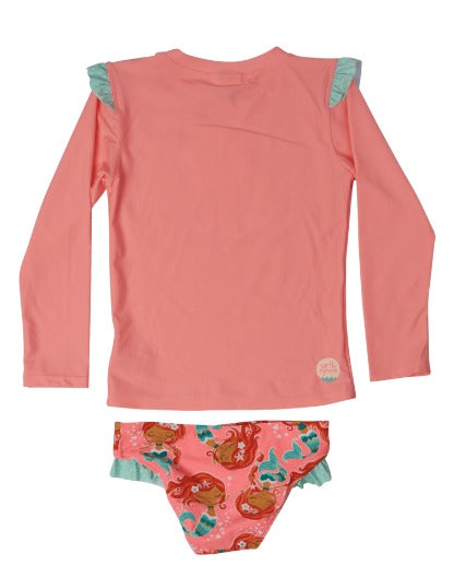Girls Wet Shirt Set - Under the Sea Mermaid - Bright Coral