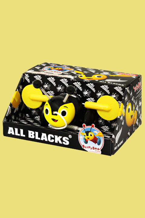 New Zealand's favourite toy since 1940's. Toddlers will have hours of fun pulling their iconic Buzzy Bee around as he clicks along. NOW available in his All Blacks Jersey! Genuine licensed Buzzy Bee toy in conjunction with All Blacks Official Licensed Products. The wings turn and it makes a clicking noise as it is pulled along. Non-Toxic. Tested to New Zealand/ Australian and EU toy standards Recommended for ages 12 months plus. WARNING: Small parts & long cord