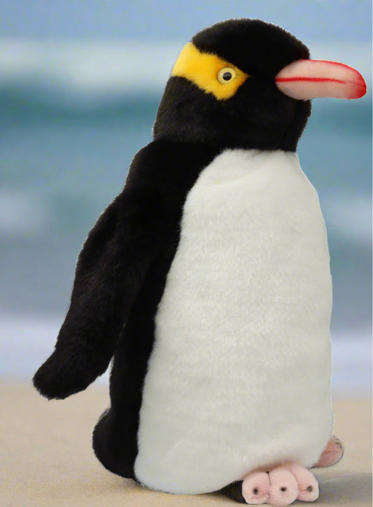  This plush puppet is part of a collection designed &amp; distributed by Antics of NZ. Featuring Native Birds, Reptiles , Marine Mammals of New Zealand with their authentic recorded sound to hear at the push of a button! All puppets have a jointed swivel neck. Age 3+  Native to NZ the Hoiho can be found on the southeast coast of the South Island as well as Stewart, Auckland & Campbell Islands. 