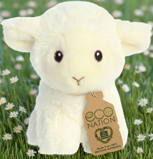 From Aurora's Eco Nation Collection comes the fluffy mini lamb. With embroidered eyes and a plush outer, it is oh so soft to cuddle and a perfect toy for any little one! Stands approx. 12cm tall. Ages 0+