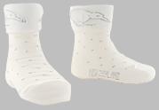These cute socks are knitted in cream featuring light grey kiwis on the turnover and dots over the sock and plain cream heels and toes. They also have the words New Zealand knitted in along the bottom sides. Available in three different sizes 0-6mths, 6-12mths and 12-24mths. Made in NZ