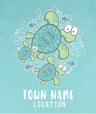 Girls Tee - Big Eye Turtle -Aqua