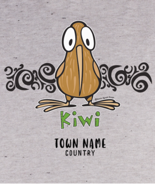 Boys Tee NZ Big Eye Kiwi - Grey Marle