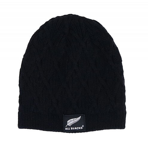 Cable Fashion Knit Beanie - Black