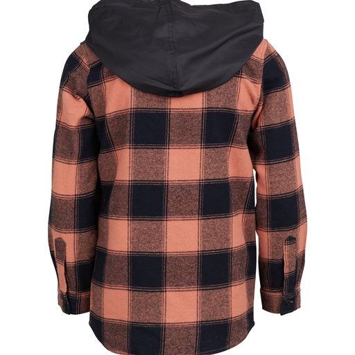 Check LS Hoody Shirt - Black & Rust - 3-7yrs & 8-14yrs