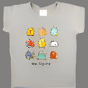 A colourful & comical spikey feathered kiwi mob! This classic tee is made from cotton and is soft and comfortable to wear. Available in sizes from 000- 12yrs.