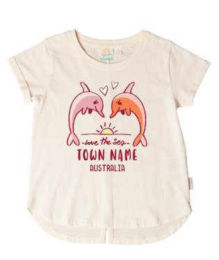 Girls Tee - Dolphin Play - Ivory