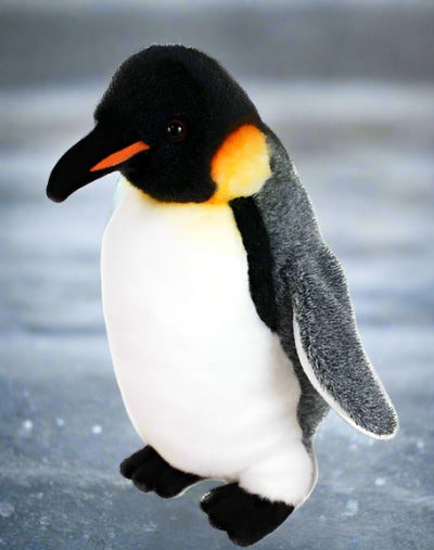This beautiful 22cm plush toy is part of a collection designed & distributed by Antics of NZ. Featuring Native Birds, Reptiles & Marine Mammals of New Zealand with their authentic recorded sound to hear at the push of a button! Age 3+ Emperor Penguins are the world's tallest & heaviest penguins at 122cm and 45kgs! They live around the Antarctic. They rely on complex vocal calls for identification between parents and chicks. They can dive over 550 metres and hold their breath for 20mins.