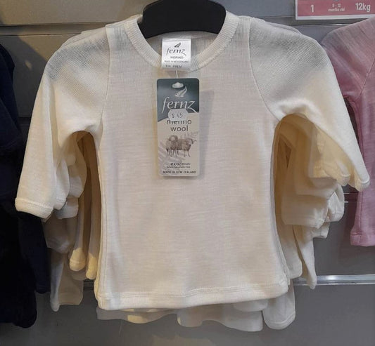 Merino Baby Crew Neck Top L/S - Atlantis, Navy, Pink or Winter