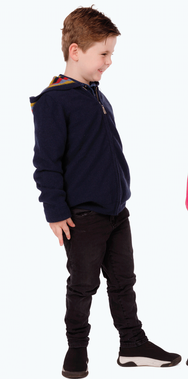 Striped Zip Hoodie - Possum Merino - Lily or Twilight
