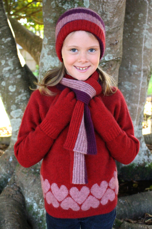 Possum Merino Girls Heart Jumper