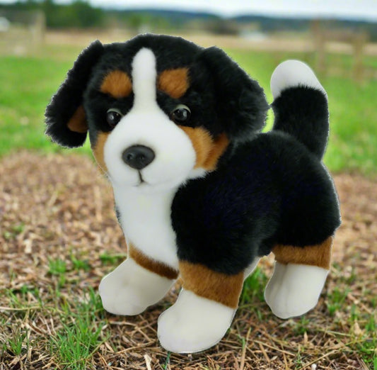 This beautiful 25cm plush toy is part of the land animal collection designed & distributed by Antics of NZ. Age 3+ Jess the Farm Dog is a Hunterway Collie Cross. Breed as working farm dogs for herding, they are calm, strong, intelligent, have a loud bark, and are loyal to their owners.