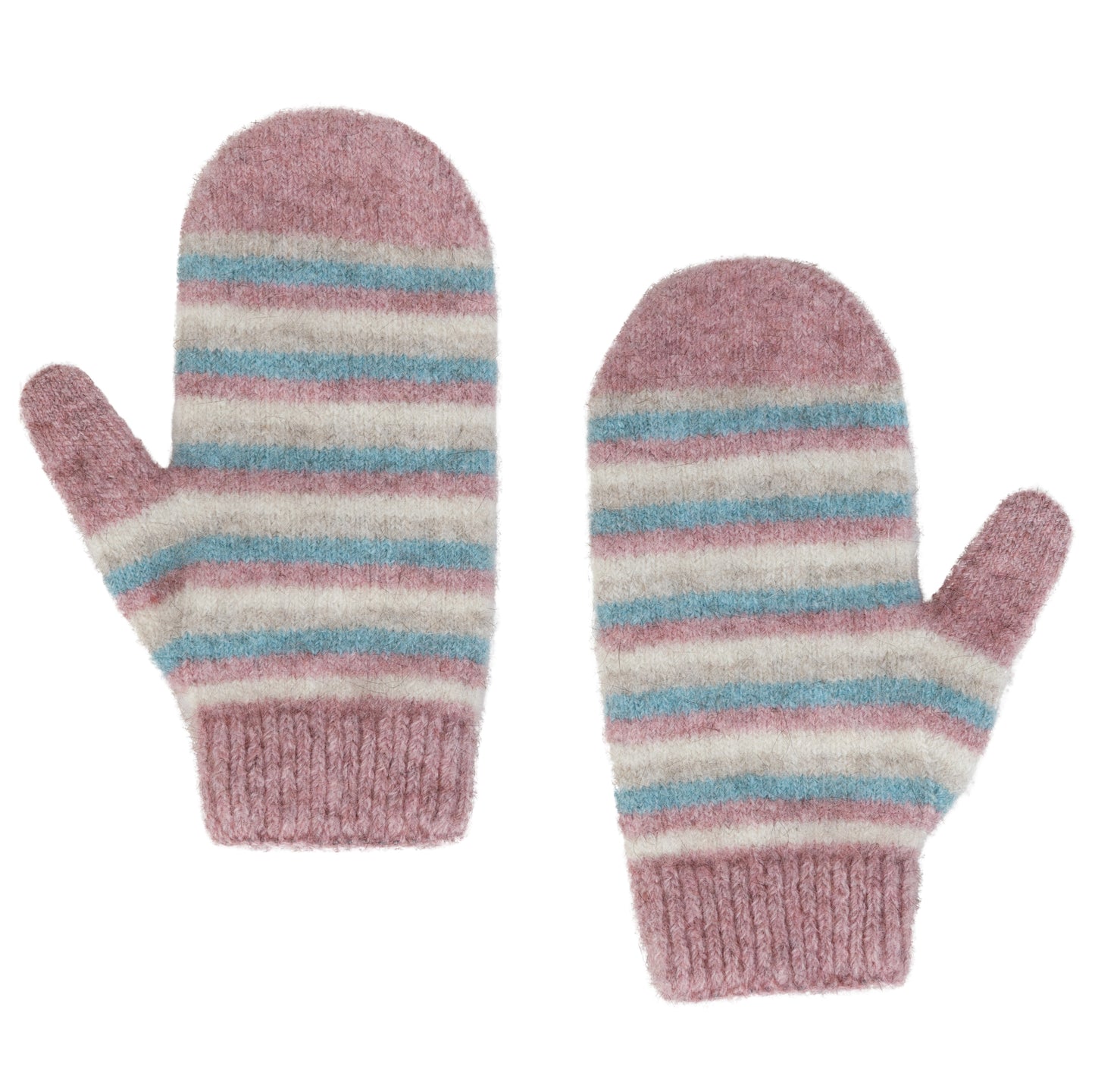 Striped Mittens - Possum Merino - Lily or Twilight