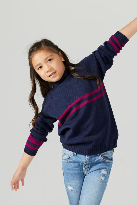 Childrens Stripe Jumper - Dark Denim