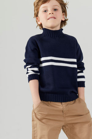 Childrens Stripe Jumper - Dark Denim