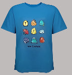 A colourful & comical spikey feathered kiwi mob! This classic tee is made from cotton and is soft and comfortable to wear. Sizes 2-12 in Azure Blue.