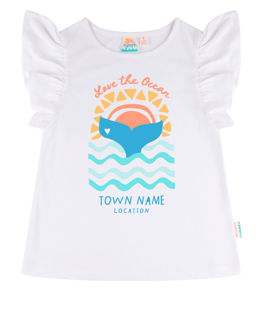 Girls Tee - Whale Tail - White
