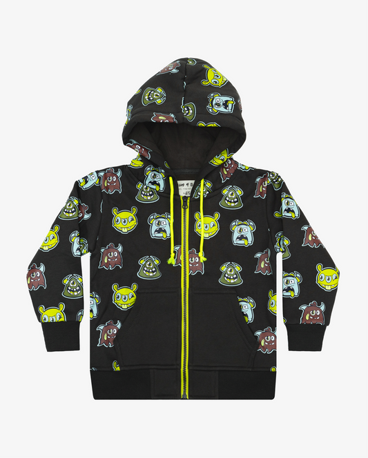Monster Repeat Zip Hood - Charcoal