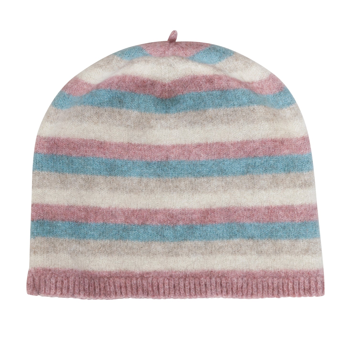 Striped Beanie - possum merino - Lily or Twilight
