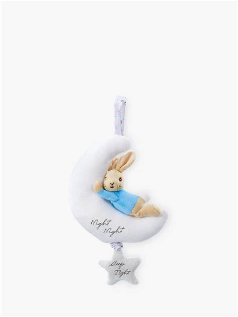The Night Night Musical is a must for every nursery and stars Beatrix Potter’s much-loved, storybook character; Peter Rabbit. Easily attached to a cot it features a soft plush Peter Rabbit sleeping on a moon with a plush star swing below. Pull down the star to play the soothing lullaby. A timeless gift!
For 0+