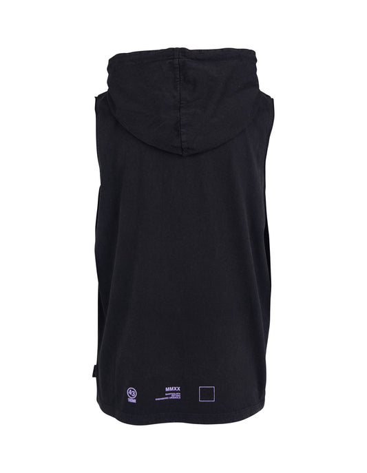 Standard Tank top fit with neon contrast St Goliath prints on both the front and back of the garment. The Glow Sleeveless hoody also offers a self-fabric hood with contrast draw cord. The hem is turned up and finished with twin needle stitching, with branded labeling on the hood and side seam. A Kangaroo Pocket completes this cool summer garment. Sizes 3-7.