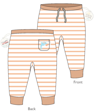 Baby Girls Jogger Pant - Summer Dolphin - White/Coral Stripe