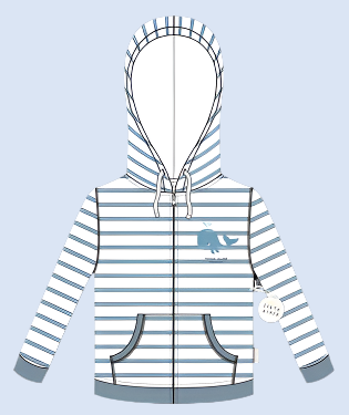 A must have baby hoodie, with cute whale satin stitch embroidery on the chest. Hood is lined with yarn dyed stripe fabric for that extra detail. Made in our classic relaxed fit for babies, from 100% cotton fleece which is soft, warm and comfy. Location customised to Dunedin New Zealand.
MATERIALS
100% Cotton