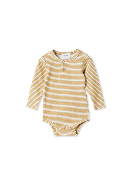 Rib Bubbysuit - Sand Stripe or Natural Marle