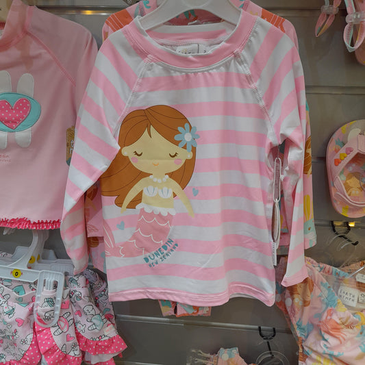 Baby Girls Wet Shirt - Seaside - Pink and White Stripes