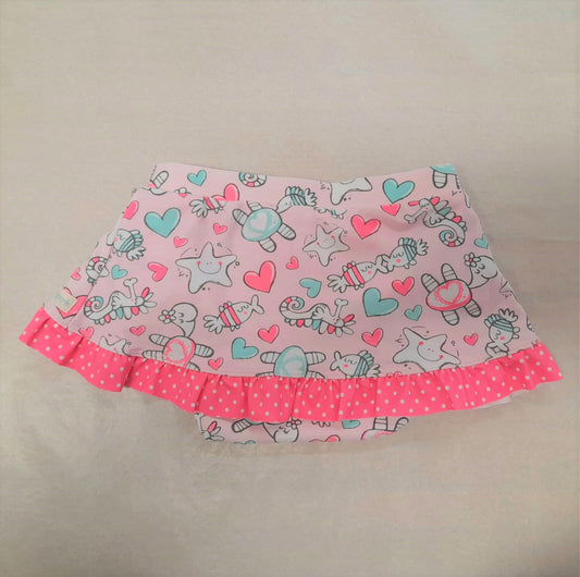 Baby Girls Swim Skirt - Sealife - Pink