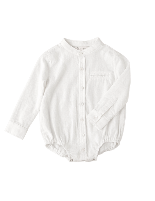 Thomas Cotton Shirt Romper - Warm White