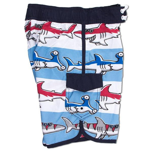 Boys Board Shorts - Here Comes Trouble - Blue
