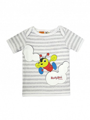Buzzy Bee White & Grey Stripe Baby's T-Shirt