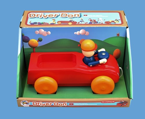 Driver Don is part of the Buzzy Bee Wooden Toy Collection. Don lives in Rolling Downs along with all his other Buzzy Bee friends. Genuine licensed Buzzy Bee brand toy. The Driver Don bobs up and down and makes a clicking sound as he's pulled along. Brightly coloured. Non-Toxic. Tested to New Zealand/ Australian and EU toy standards. Recommended for ages 3 years plus. WARNING: Small parts & long cord.