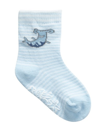 Baby Boys Socks -  2 pair pack - Sharky - Blue & Blue/White