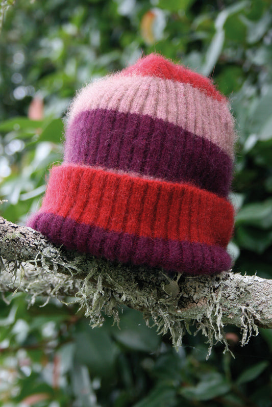 Possum Merino Striped Rib Beanie