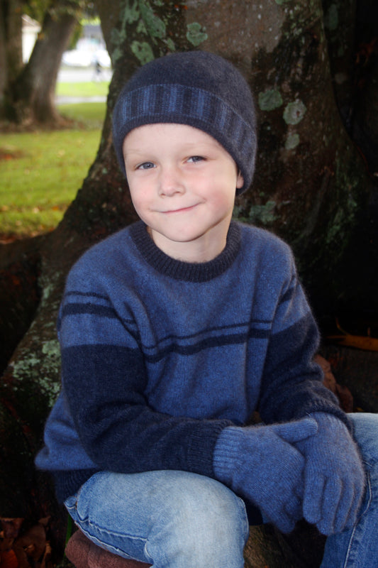 Possum Merino Stripe Trim Beanie