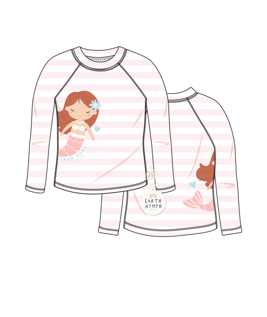 Baby Girls Wet Shirt - Seaside - Pink and White Stripes