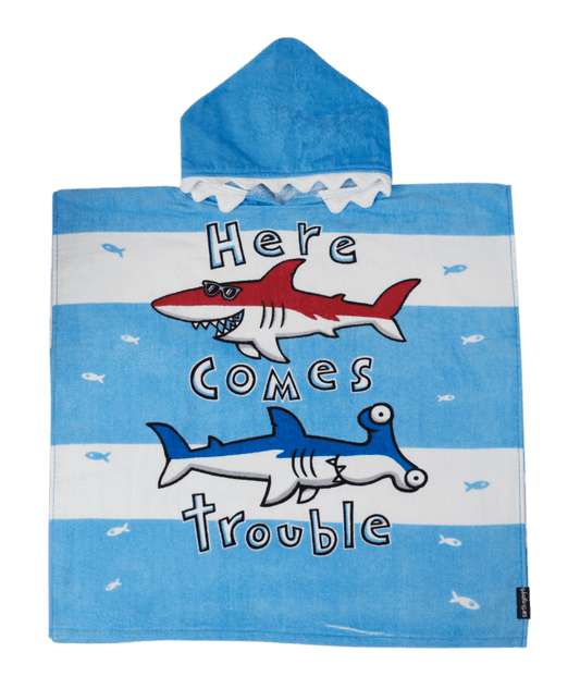 Boys Cape Towel - Here Comes Trouble - Blue
