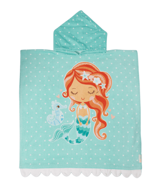 Girls Towel Cape - Under the Sea Mermaid - Aqua